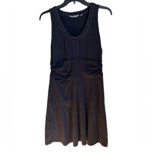 Athleta Womens Knee Length Tank Dress Size M Black White Stitch Sleeveless